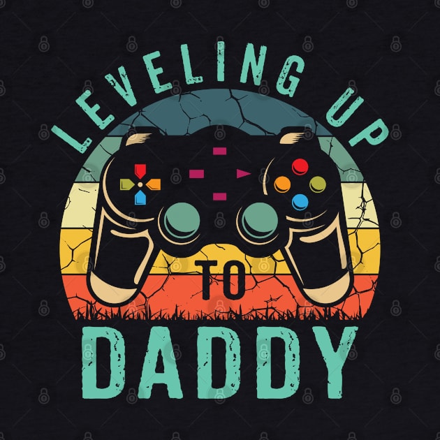 Leveling Up To Daddy 2023 Promoted To Dad Shirt Retro Gamer by Sowrav